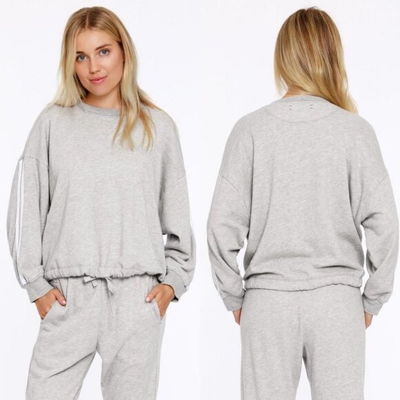 Xirena Champ Grey Sands Sweatshirt Size Large Drawstring‎ Waist Relaxed Fit Boho - Picture 1 of 11